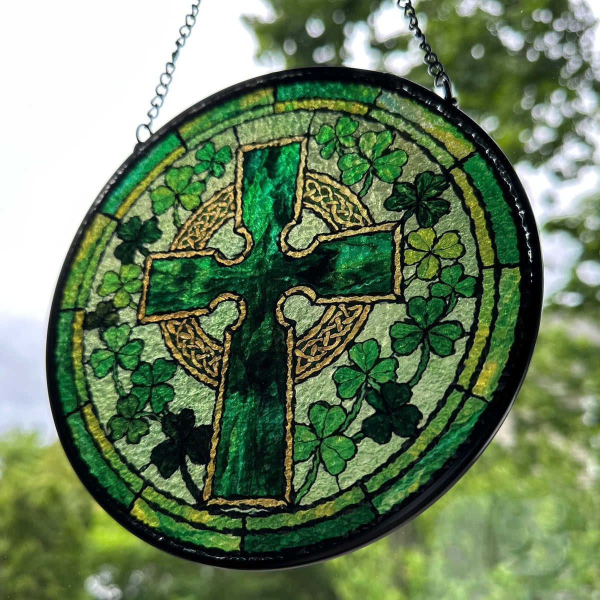 Shamrock Wreath Celtic Cross Suncatcher Gifts La Vie Bien Shamrock Wreath Celtic Cross Suncatcher