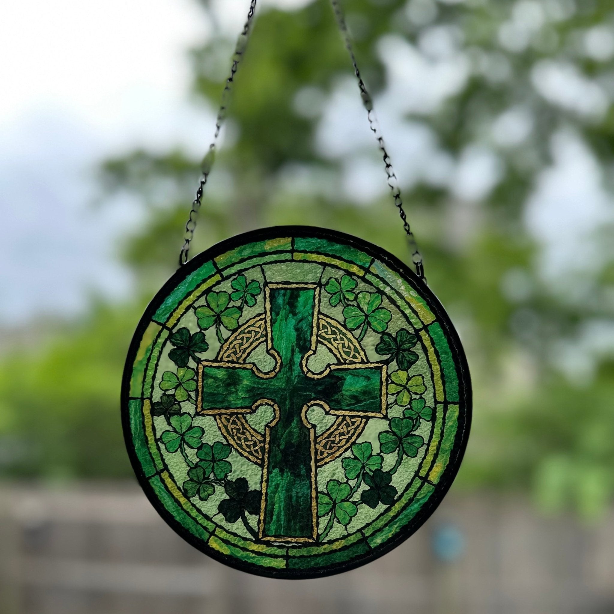 Shamrock Wreath Celtic Cross Suncatcher Gifts La Vie Bien Shamrock Wreath Celtic Cross Suncatcher