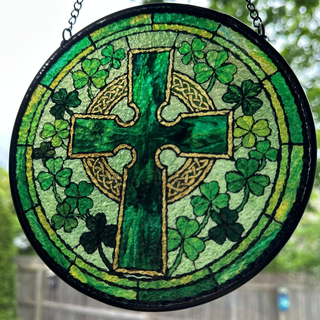 Shamrock Wreath Celtic Cross Suncatcher Gifts La Vie Bien Shamrock Wreath Celtic Cross Suncatcher