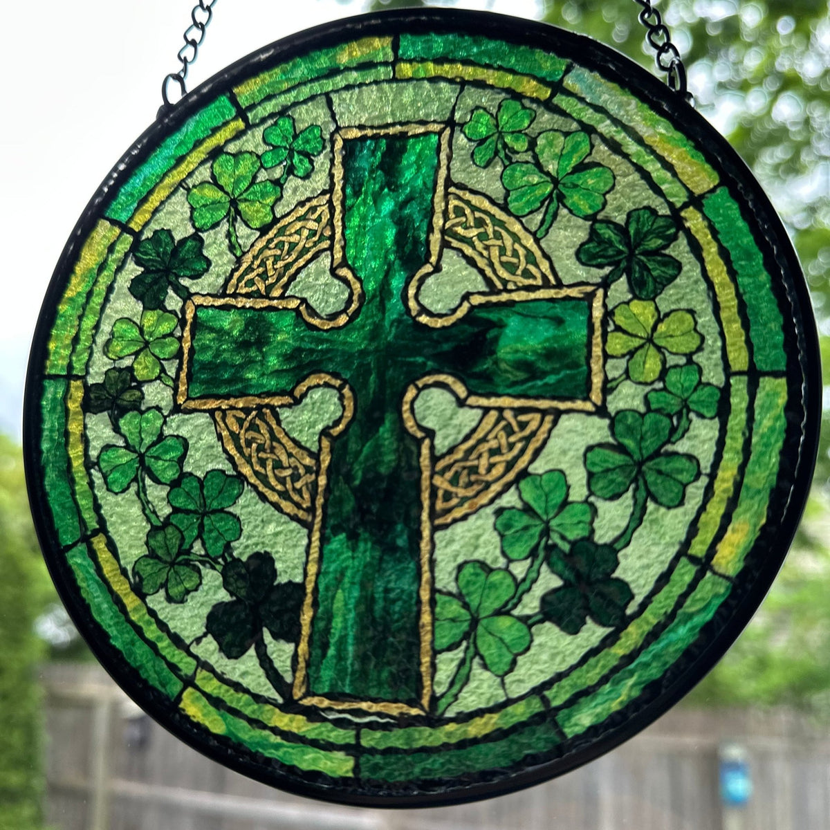 Shamrock Wreath Celtic Cross Suncatcher Gifts La Vie Bien Shamrock Wreath Celtic Cross Suncatcher
