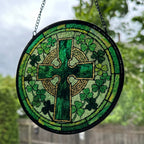 Shamrock Wreath Celtic Cross Suncatcher Gifts La Vie Bien Shamrock Wreath Celtic Cross Suncatcher