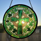Shamrock Wreath Celtic Cross Suncatcher Gifts La Vie Bien Shamrock Wreath Celtic Cross Suncatcher