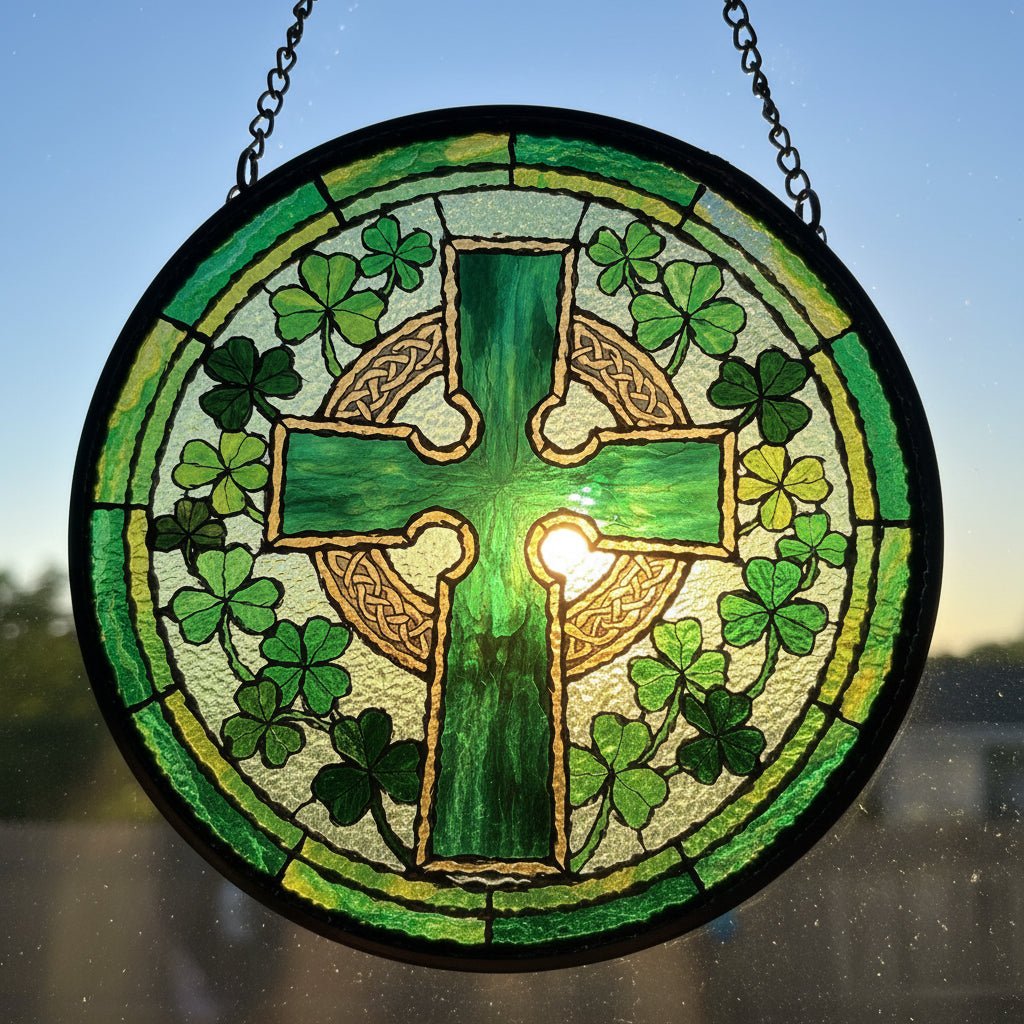Shamrock Wreath Celtic Cross Suncatcher Gifts La Vie Bien Shamrock Wreath Celtic Cross Suncatcher
