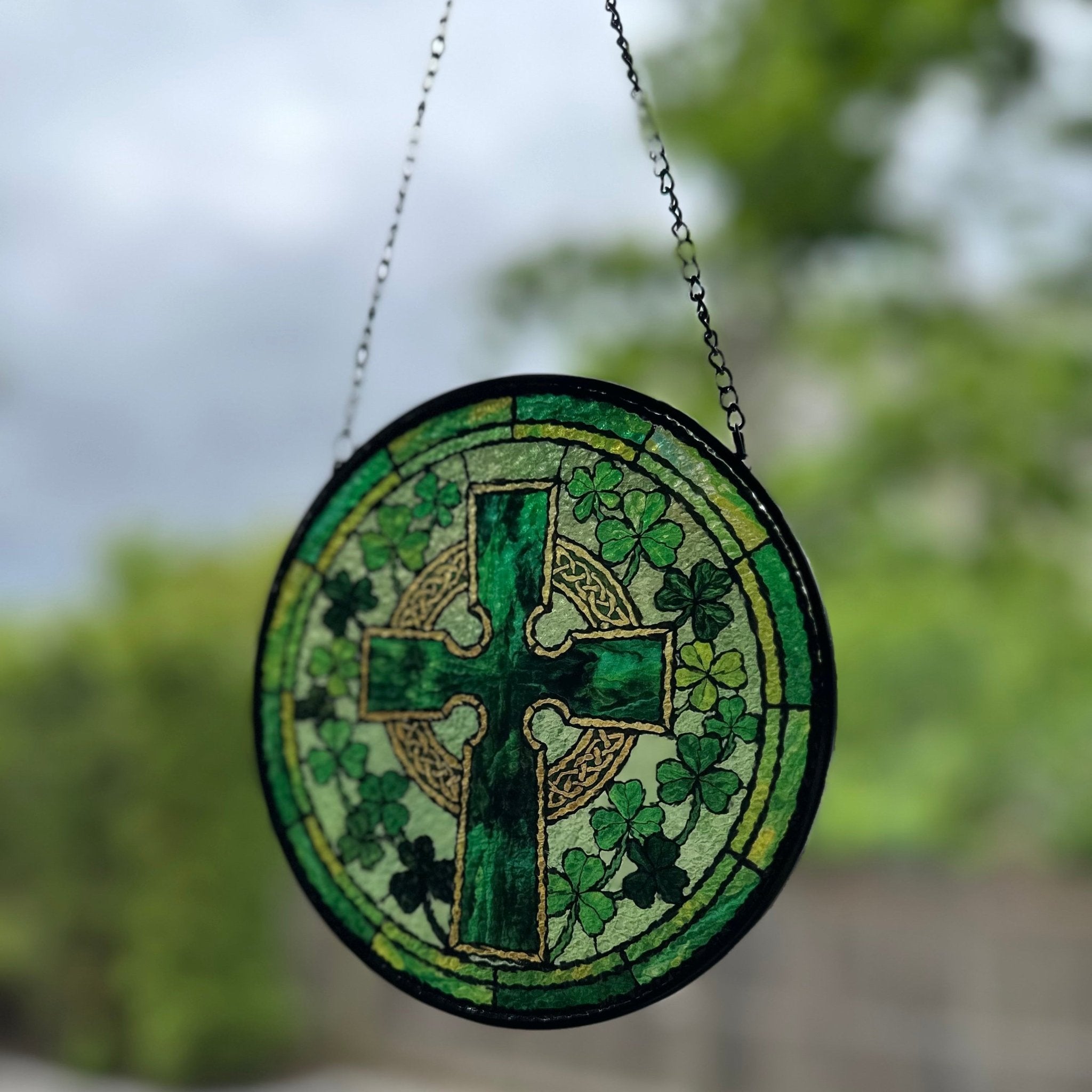 Shamrock Wreath Celtic Cross Suncatcher Gifts La Vie Bien Shamrock Wreath Celtic Cross Suncatcher