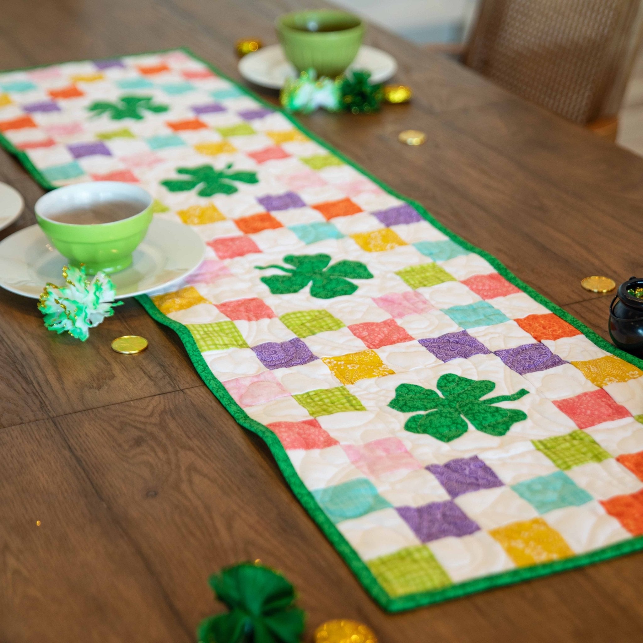 Shamrocks Rainbow Table Runner Precut Quilt Kit Quilt Kit La Vie Bien Shamrocks Rainbow Table Runner Precut Quilt Kit