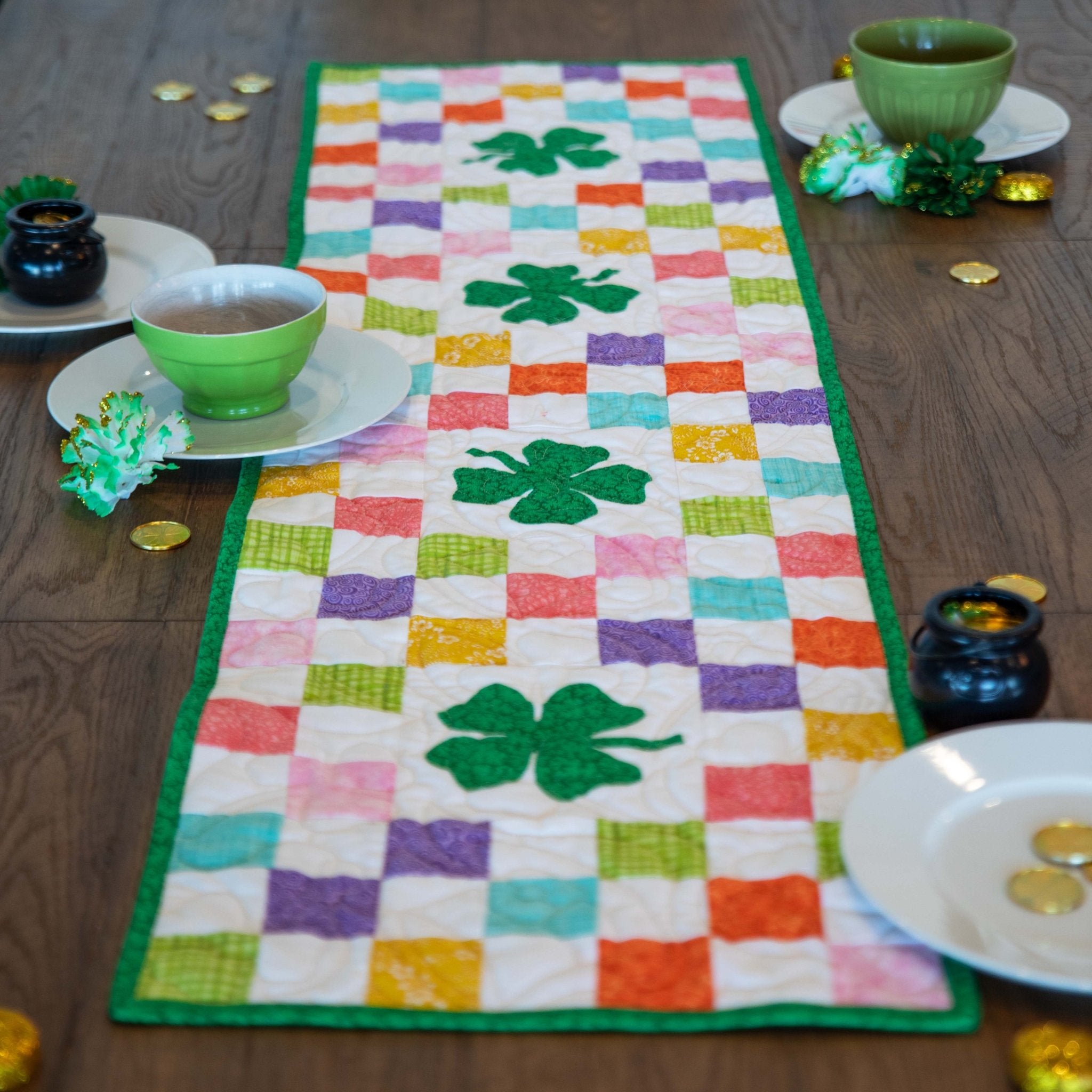 Shamrocks Rainbow Table Runner Precut Quilt Kit Quilt Kit La Vie Bien Shamrocks Rainbow Table Runner Precut Quilt Kit