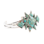 Sharp Blue Turquoise and Sterling Silver Cuff Bracelet by Barse Jewelry