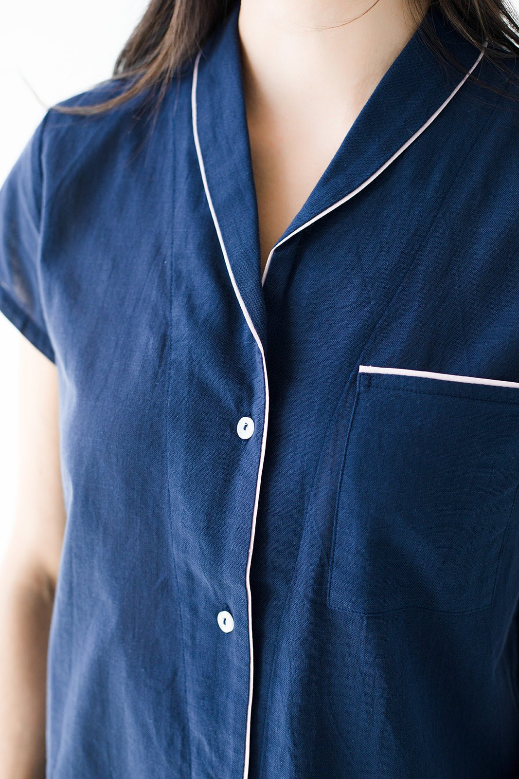 Shawl Collar Boyfriend Shirt PAJAMAS La Vie Bien Shawl Collar Boyfriend Shirt