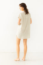Shawl Collar Striped Boyfriend Shirt NIGHTSHIRTS La Vie Bien Shawl Collar Striped Boyfriend Shirt