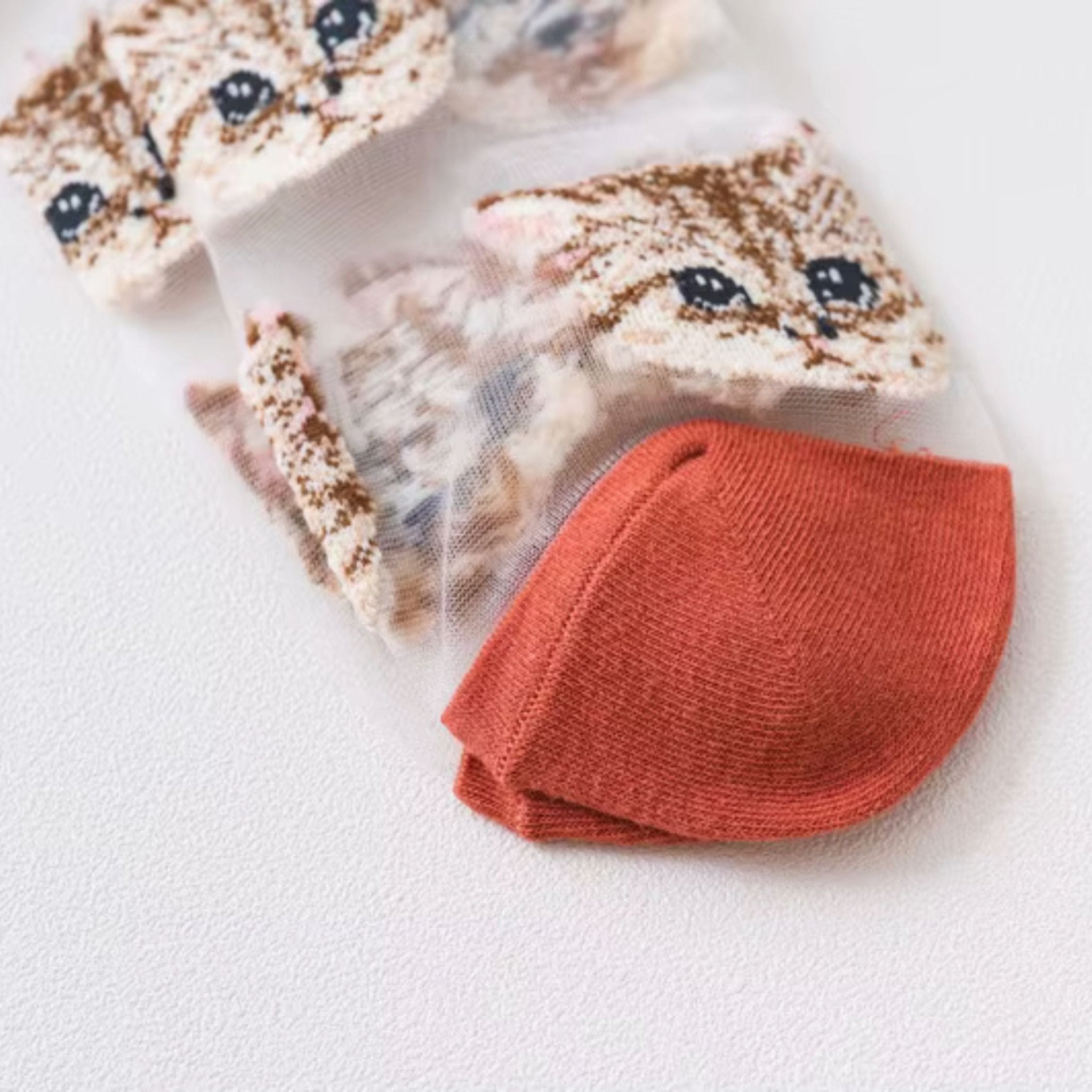 Sheer Cat Lover Socks Available in Yellow Green Red or Black [Fits Women's Size 5 - 9]