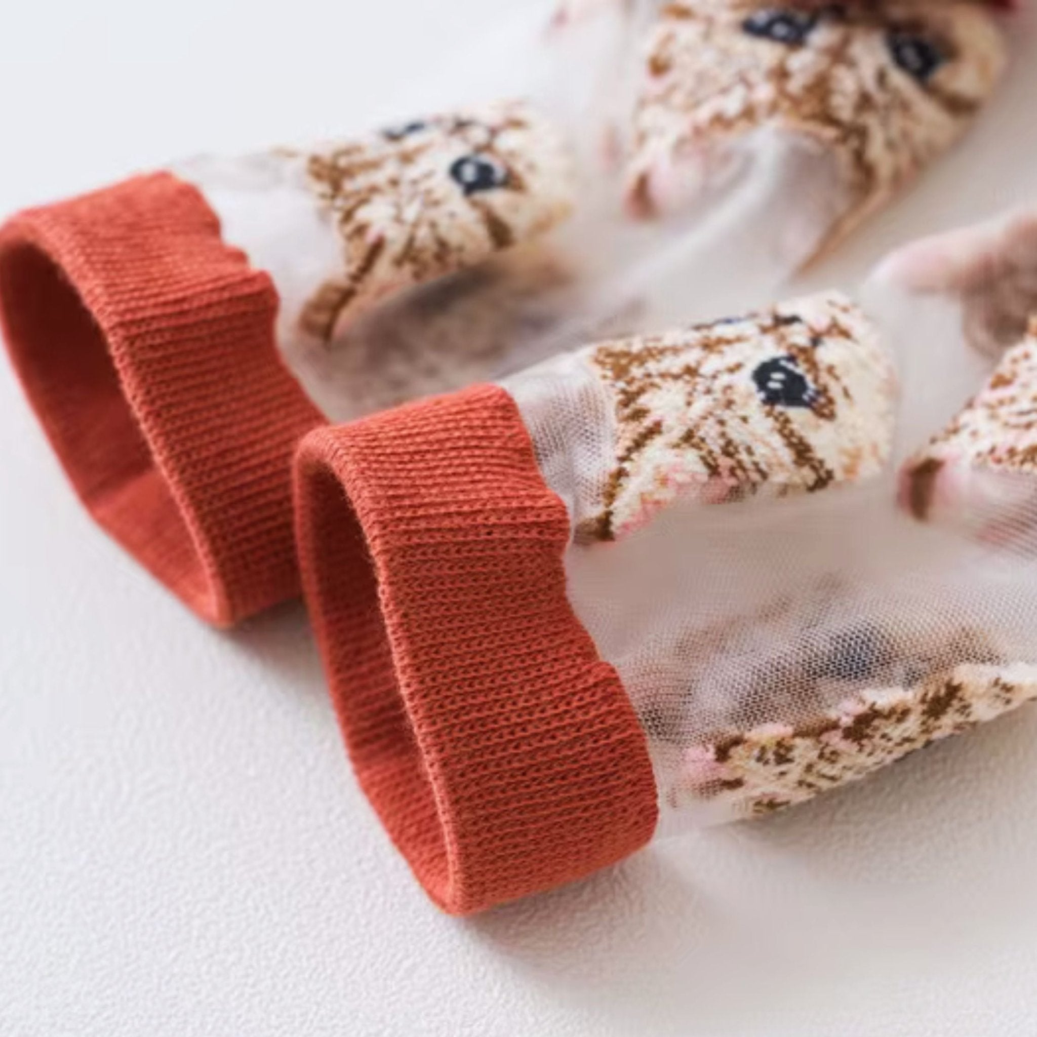 Sheer Cat Lover Socks Available in Yellow Green Red or Black [Fits Women's Size 5 - 9]