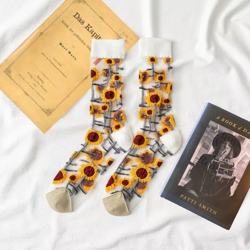 Sheer Plant Lover Socks in 5 Nature - Inspired Styles [Fits Size 5 - 9]