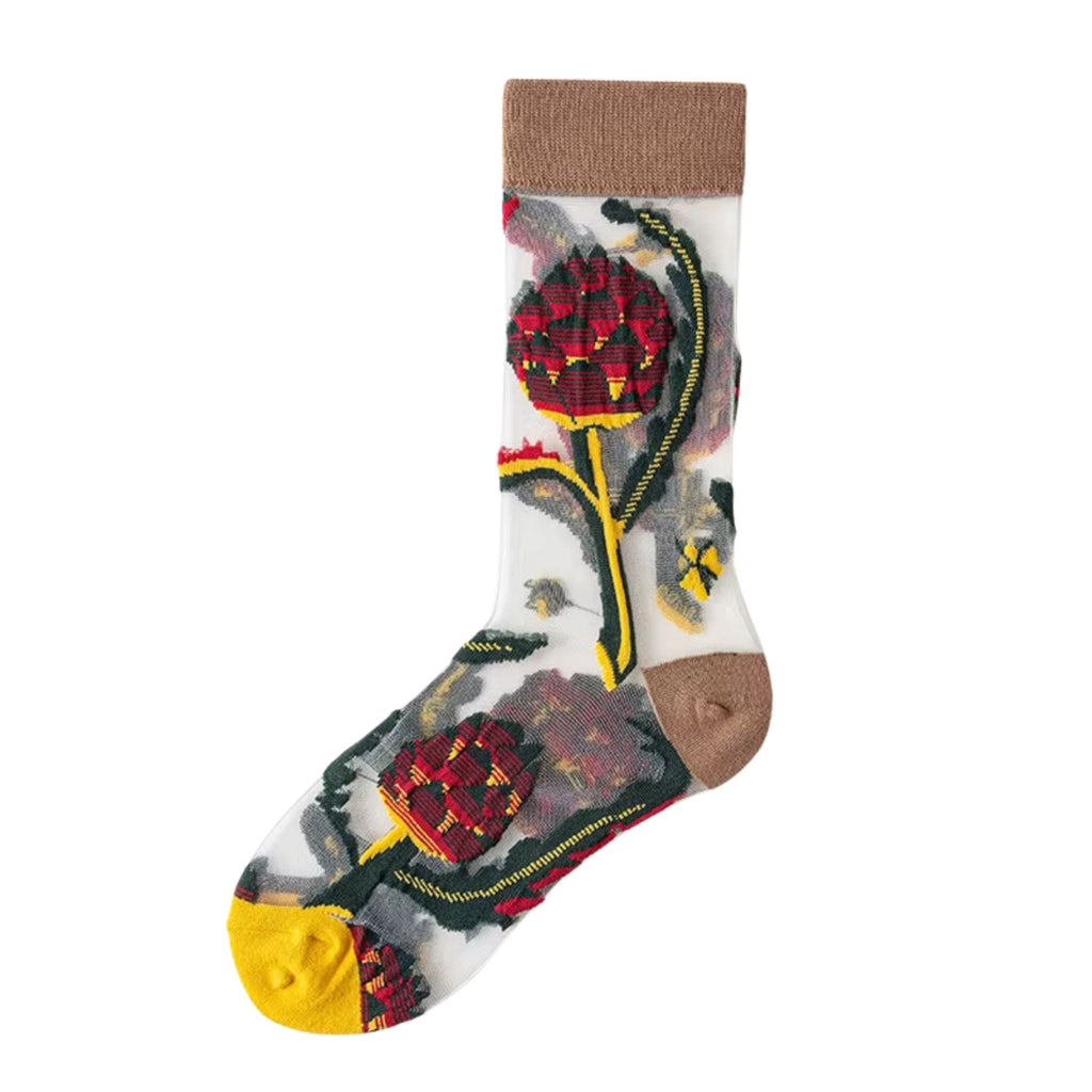 Sheer Plant Lover Socks in 5 Nature - Inspired Styles [Fits Size 5 - 9]