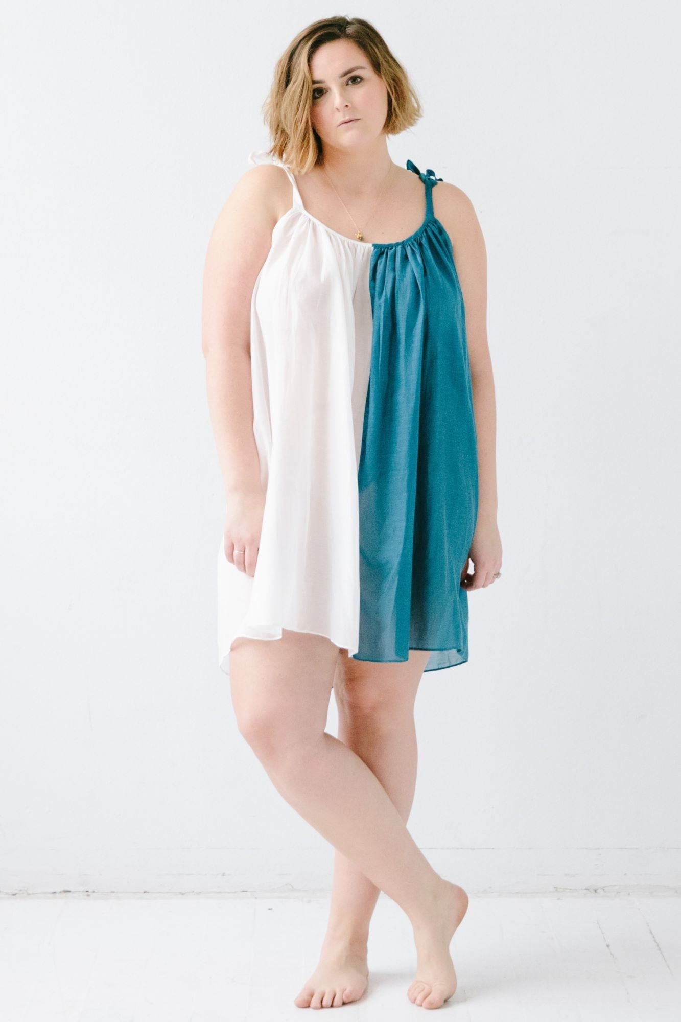 Sheer Tie Strap Babydoll in Silk Cotton Blend BABY DOLL La Vie Bien Sheer Tie Strap Babydoll in Silk Cotton Blend