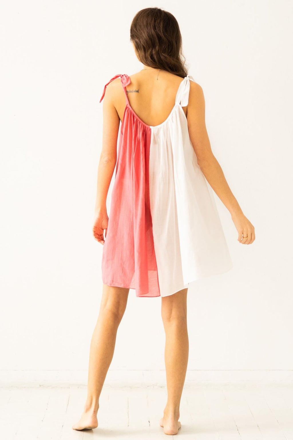 Sheer Tie Strap Babydoll in Silk Cotton Blend BABY DOLL La Vie Bien Sheer Tie Strap Babydoll in Silk Cotton Blend