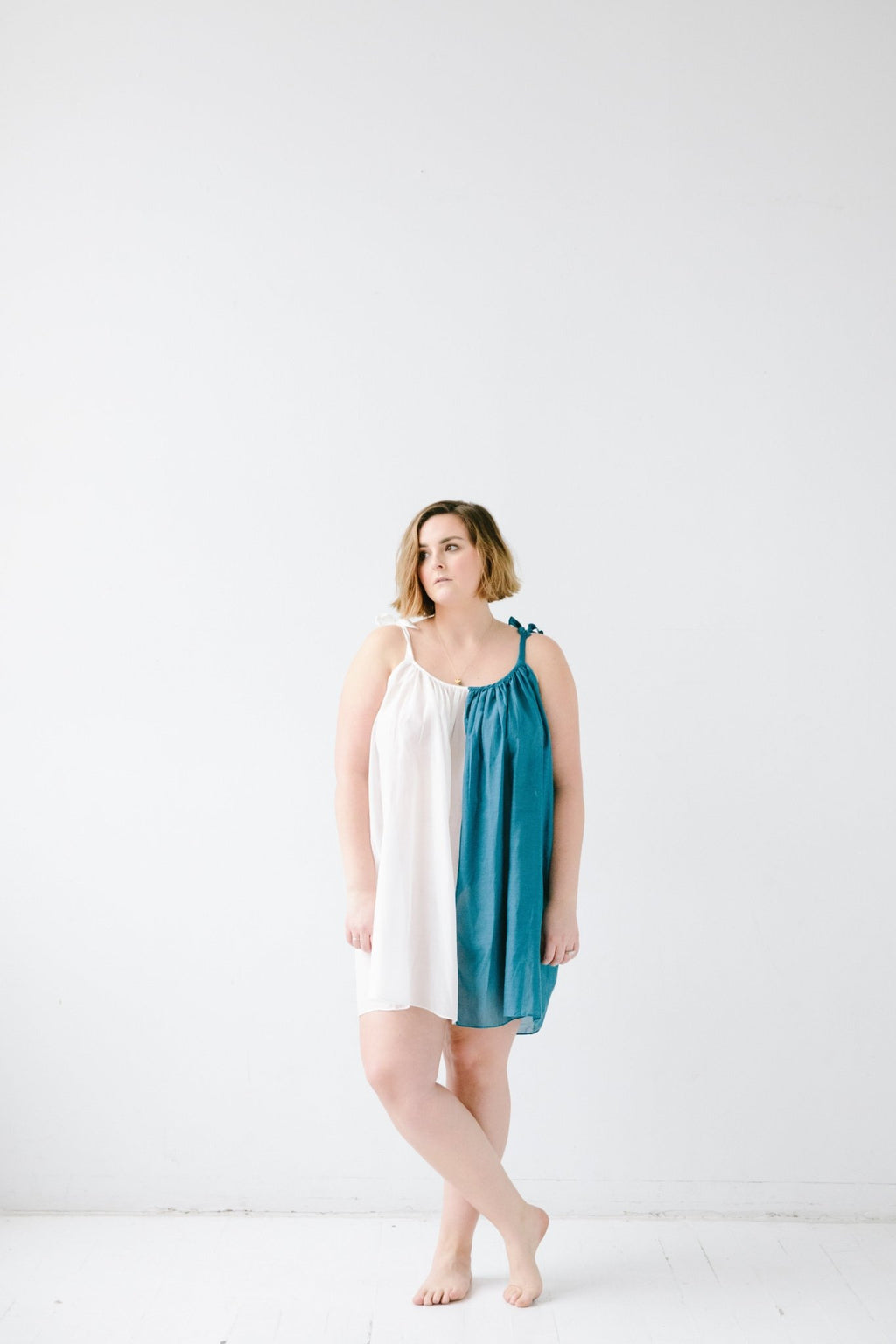 Sheer Tie Strap Babydoll in Silk Cotton Blend BABY DOLL La Vie Bien Sheer Tie Strap Babydoll in Silk Cotton Blend