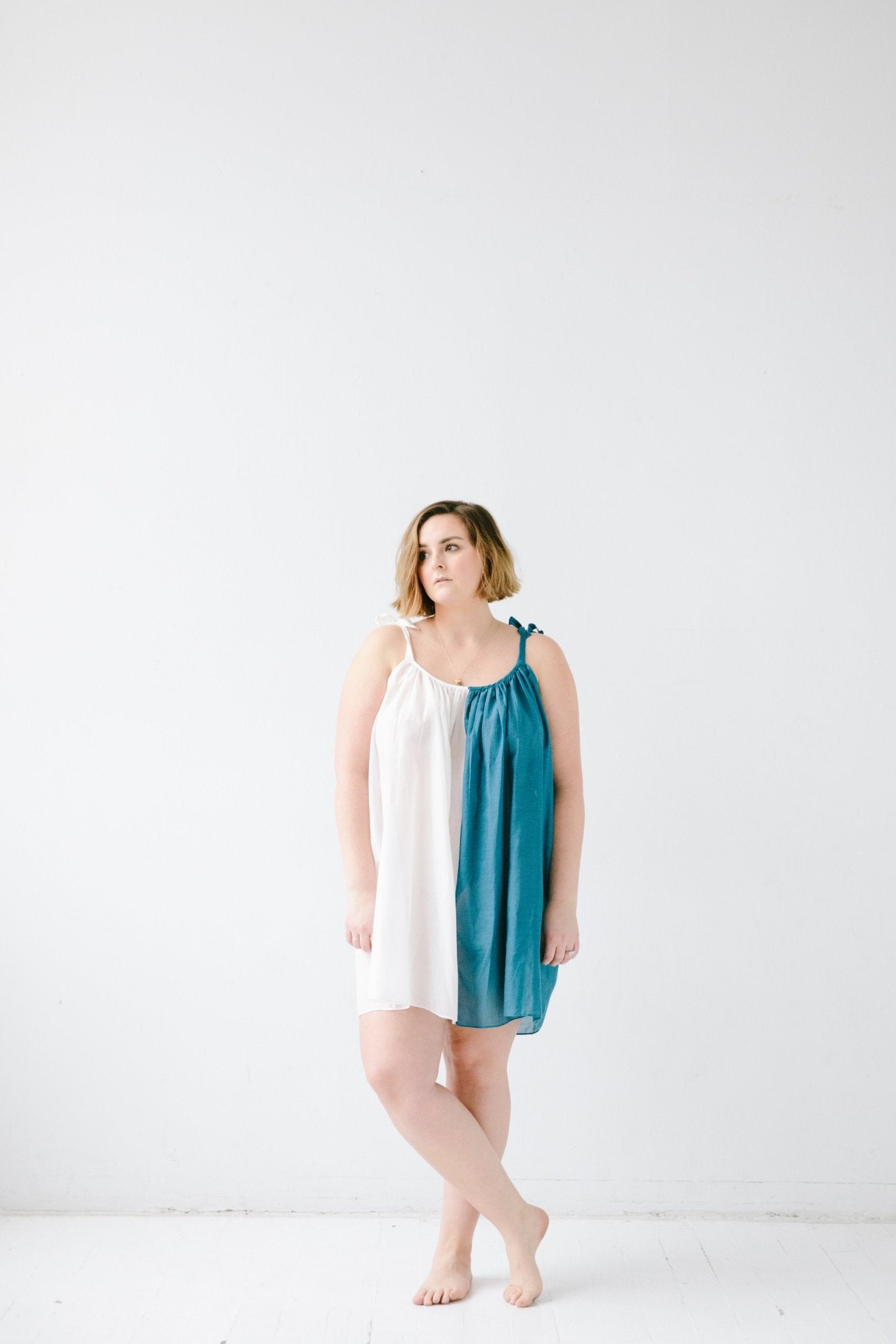Sheer Tie Strap Babydoll in Silk Cotton Blend BABY DOLL La Vie Bien Sheer Tie Strap Babydoll in Silk Cotton Blend
