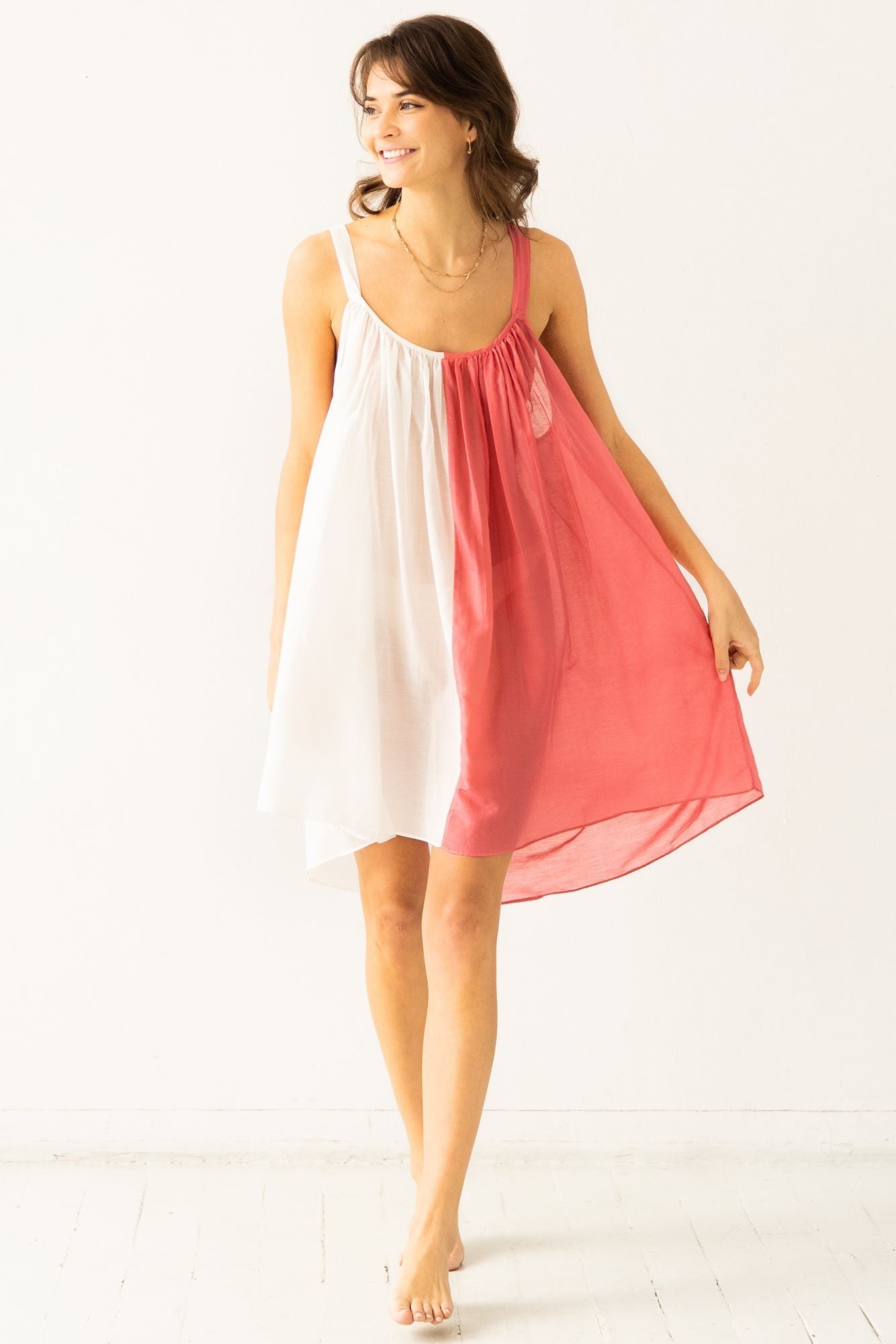 Sheer Tie Strap Babydoll in Silk Cotton Blend BABY DOLL La Vie Bien Sheer Tie Strap Babydoll in Silk Cotton Blend