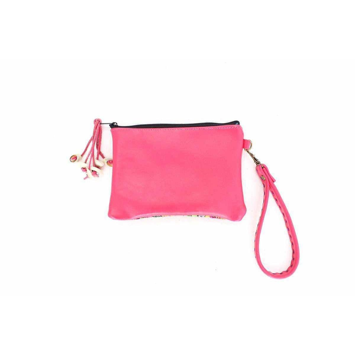 Shelly Vintage Textile Embroidered Unique Leather Wristlet - Thailand Bags La Vie Bien Shelly Vintage Textile Embroidered Unique Leather Wristlet - Thailand