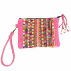 Shelly Vintage Textile Embroidered Unique Leather Wristlet - Thailand Bags La Vie Bien Shelly Vintage Textile Embroidered Unique Leather Wristlet - Thailand