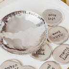 Sheva Brachot Jewish Wedding Gift Set - Pewter Trinket Dish + 7 Blessing Stones by Salt Sparkle Shalom