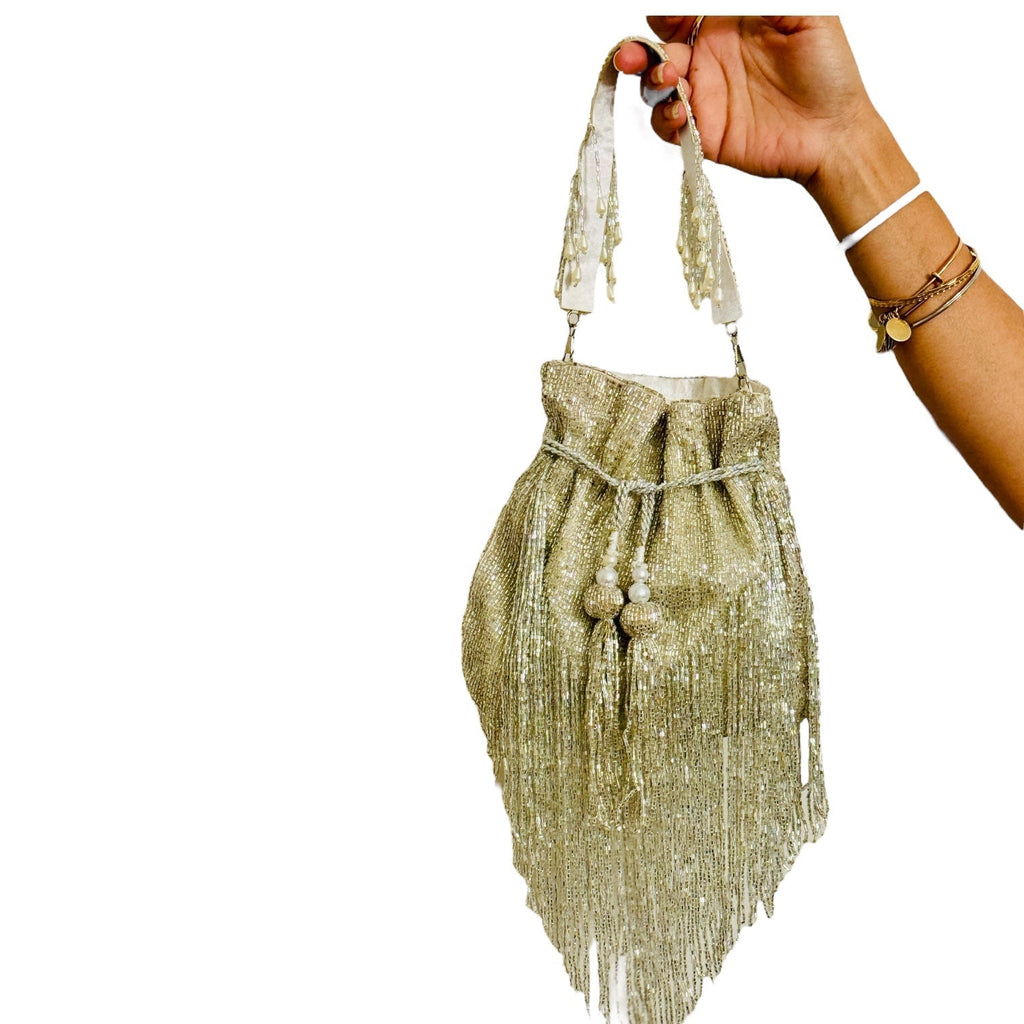 Shimmer Designer Potli Bags with Long Tassels La Vie Bien Shimmer Designer Potli Bags with Long Tassels