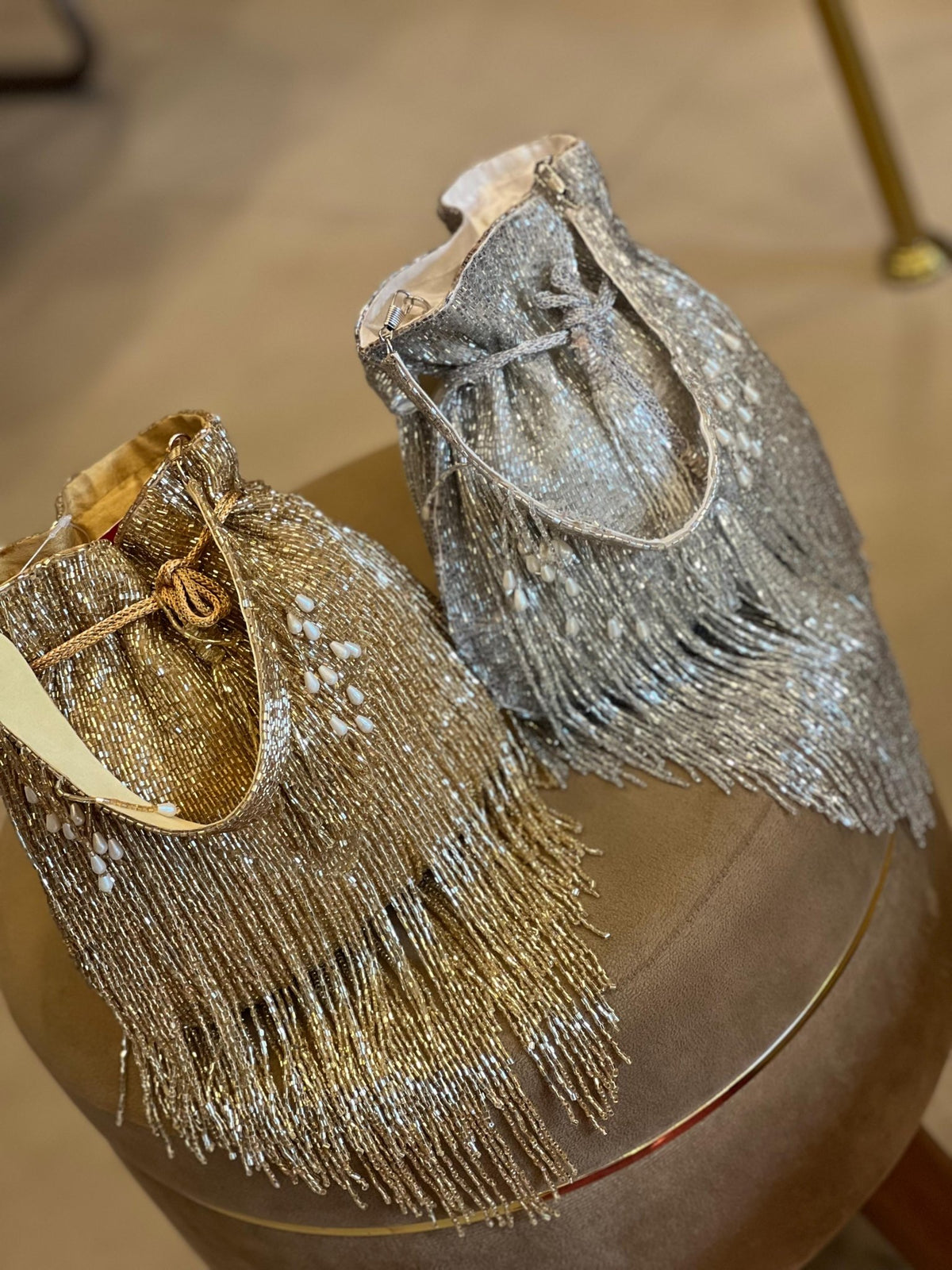 Shimmer Designer Potli Bags with Long Tassels La Vie Bien Shimmer Designer Potli Bags with Long Tassels