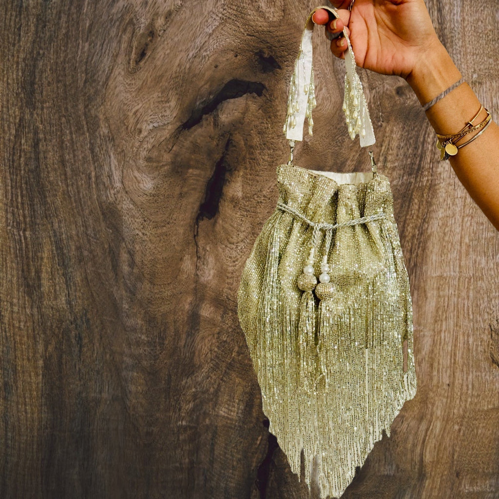 Shimmer Designer Potli Bags with Long Tassels La Vie Bien Shimmer Designer Potli Bags with Long Tassels