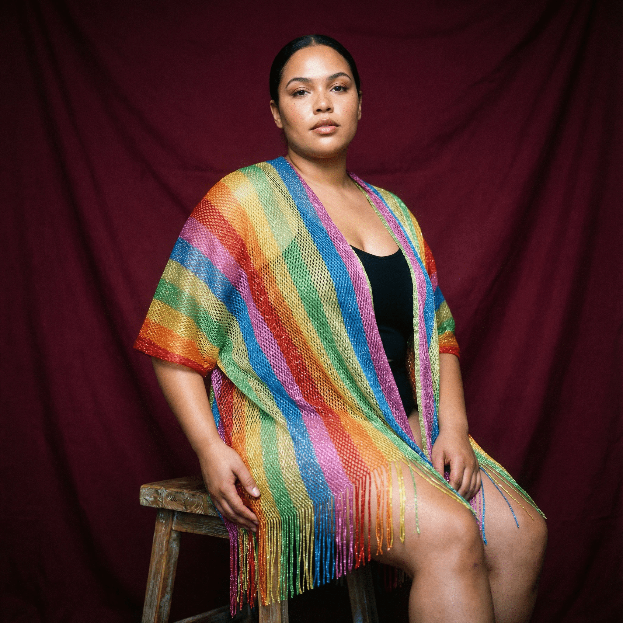 Shimmer Mesh Pride Scarf Wrap in Rainbow Stripe | Unisex Summer Shawl LGBTQ Pride by The Bullish Store