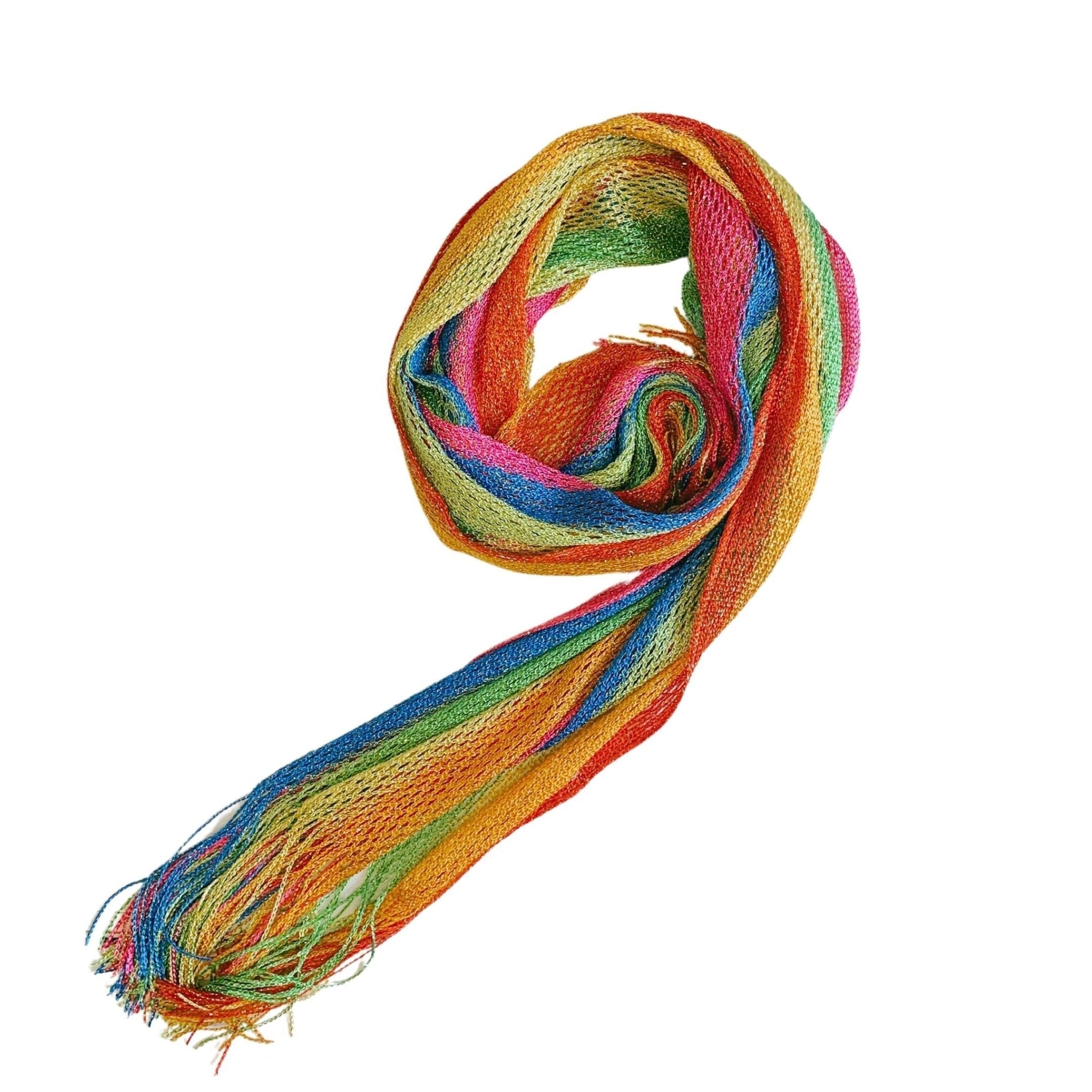 Shimmer Mesh Pride Scarf Wrap in Rainbow Stripe | Unisex Summer Shawl LGBTQ Pride Scarves La Vie Bien Shimmer Mesh Pride Scarf Wrap in Rainbow Stripe | Unisex Summer Shawl LGBTQ Pride