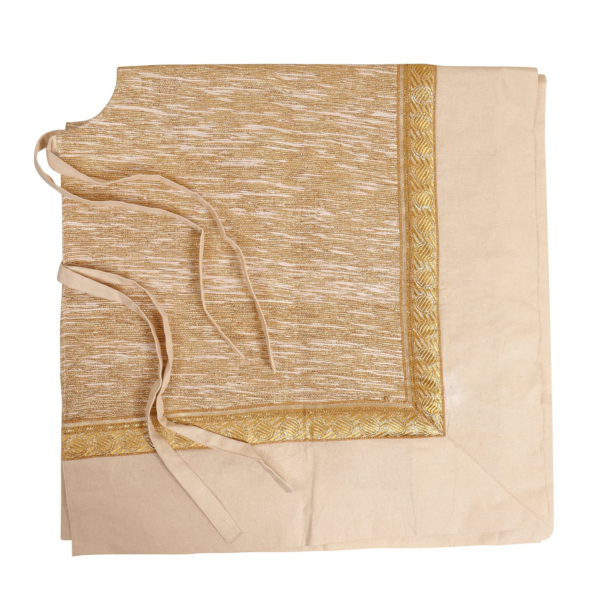 Shiny Gold Upcycled Sari Tree Skirt with Canvas Decor La Vie Bien Shiny Gold Upcycled Sari Tree Skirt with Canvas