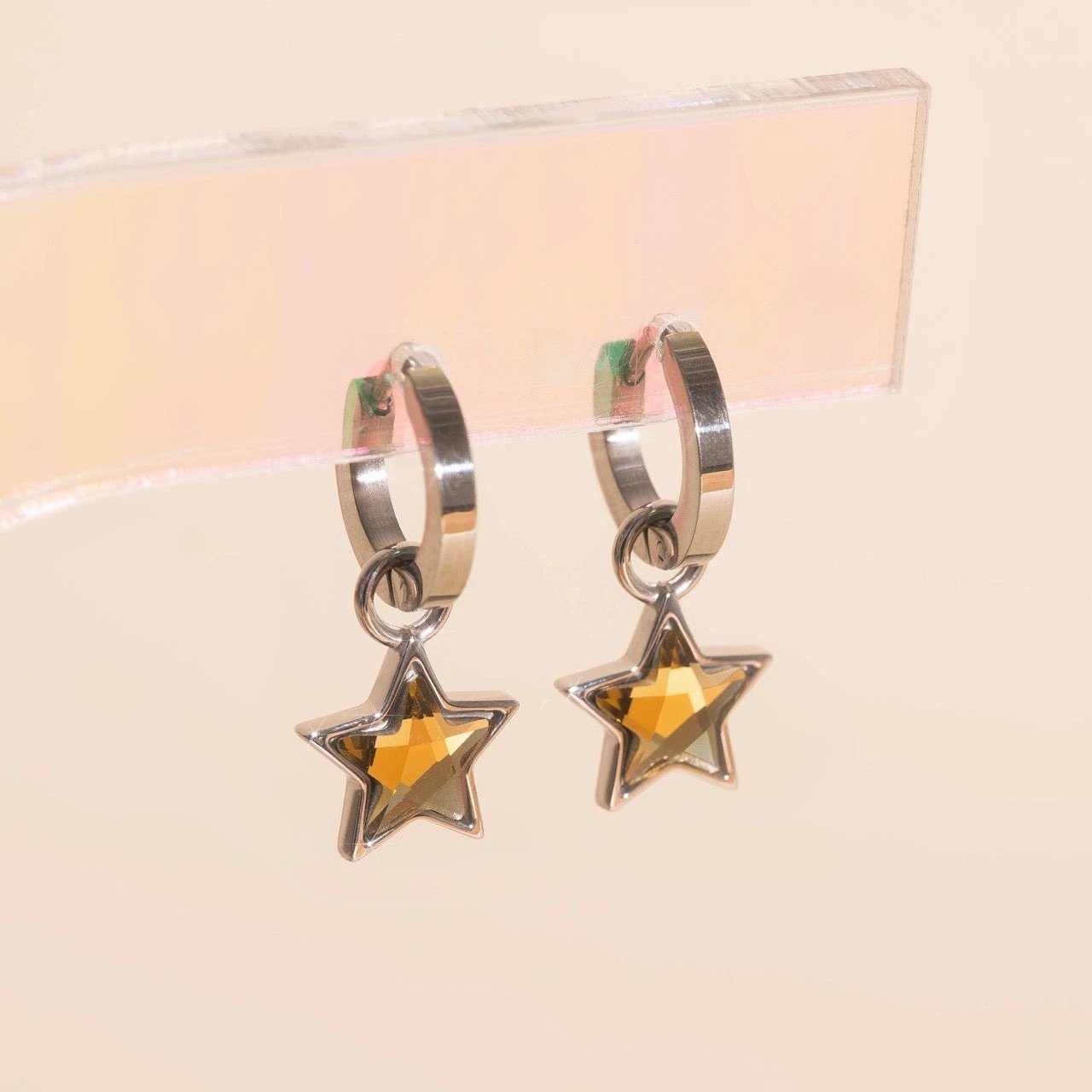 Shiny Star Huggie Hoop Charms by Oh Clementine