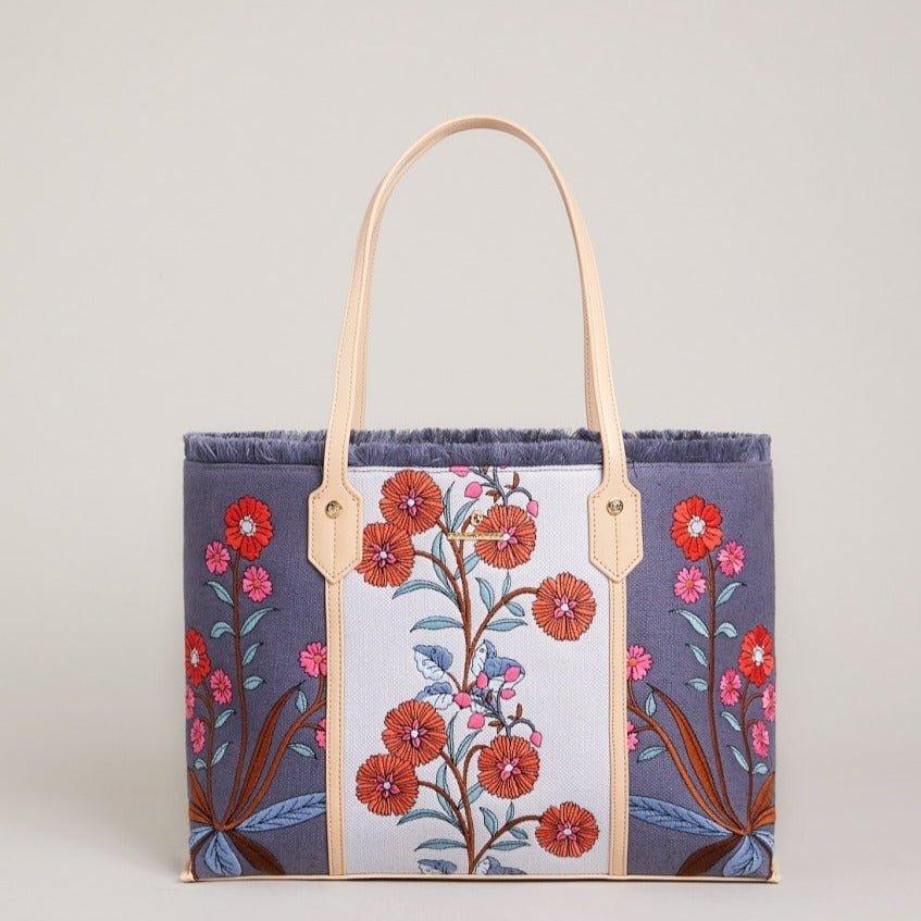 Shopper Tote - Oyster Factory Floral Sprigs Purses & Bags La Vie Bien Shopper Tote - Oyster Factory Floral Sprigs