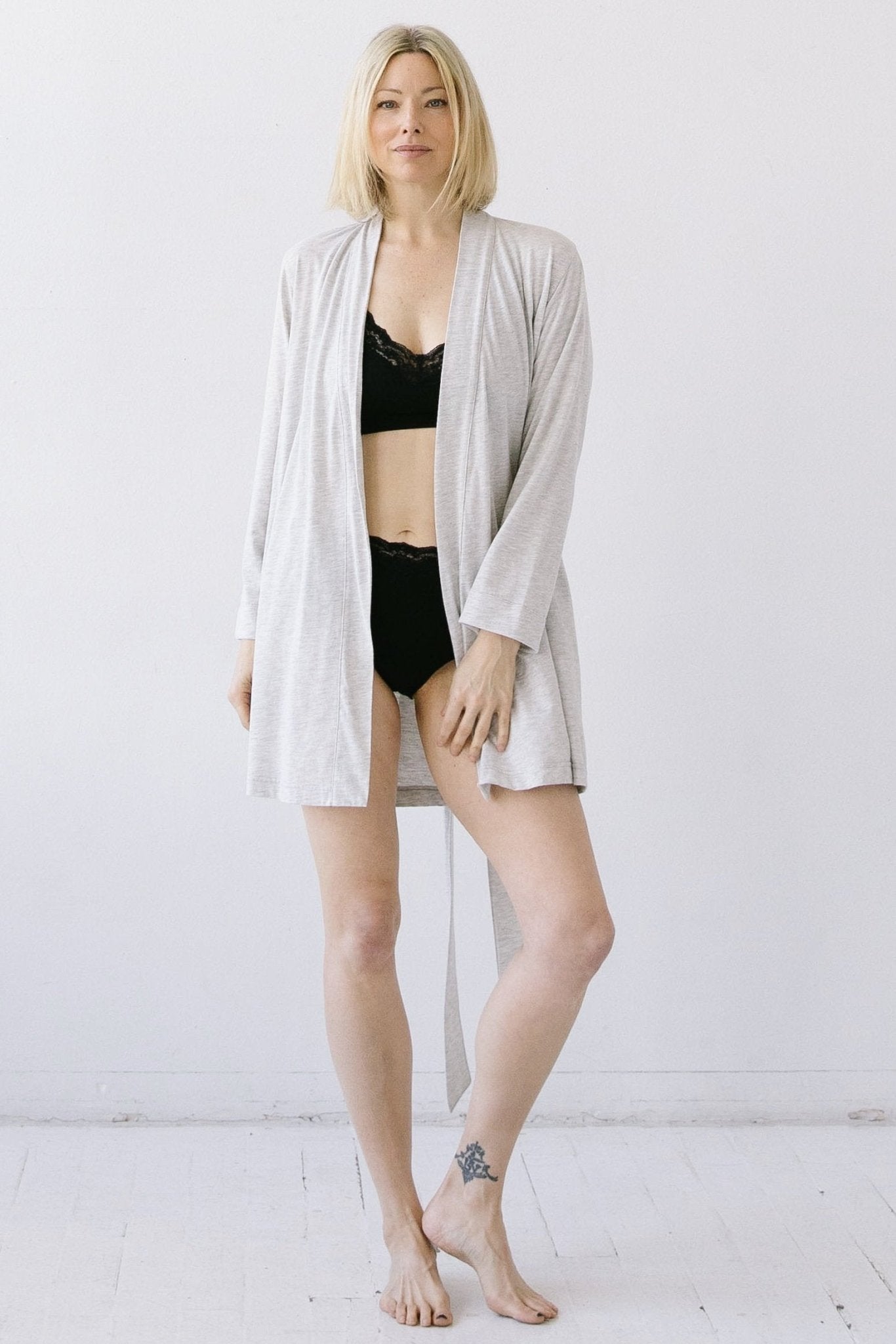 Short Travel Robe in Pima Cotton ROBES La Vie Bien Short Travel Robe in Pima Cotton