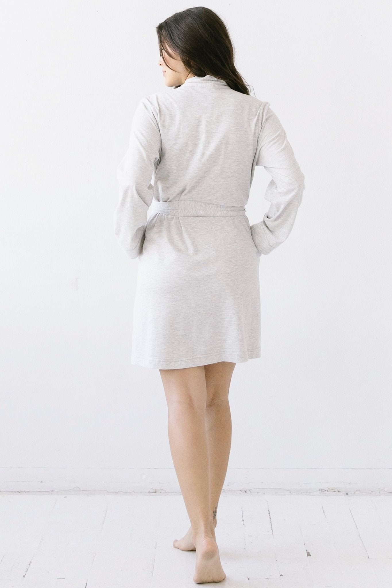 Short Travel Robe in Pima Cotton ROBES La Vie Bien Short Travel Robe in Pima Cotton