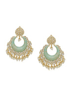 Shoshaa Sea Green & Gold-Polished Classic Chandbalis Shoshaa La Vie Bien Shoshaa Sea Green & Gold-Polished Classic Chandbalis
