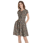 Shrooms Short Sleeve Casual A-Line Midi Dress by Printy6