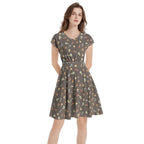 Shrooms Short Sleeve Casual A-Line Midi Dress by Printy6