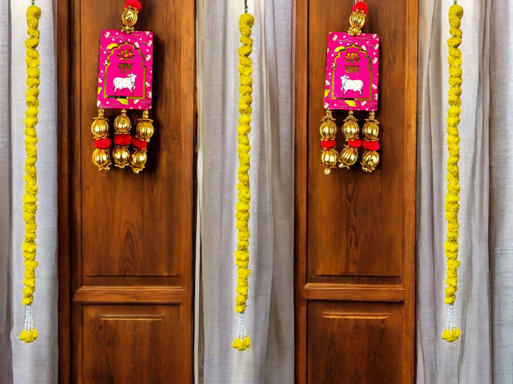 Shubh Labh & Pichwai Gota Hanging, Set of 2 Festive Decor La Vie Bien Shubh Labh & Pichwai Gota Hanging, Set of 2