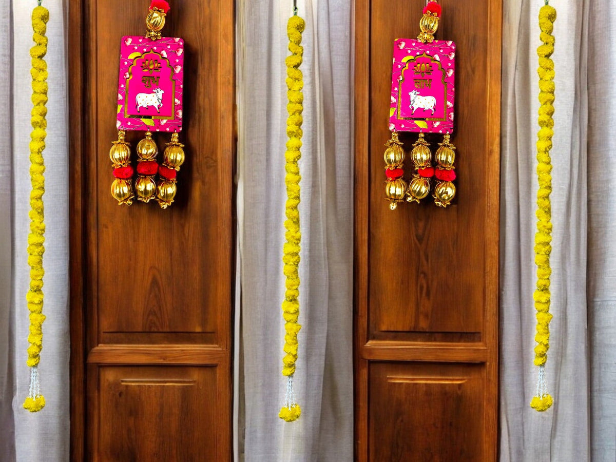 Shubh Labh & Pichwai Gota Hanging, Set of 2 Festive Decor La Vie Bien Shubh Labh & Pichwai Gota Hanging, Set of 2