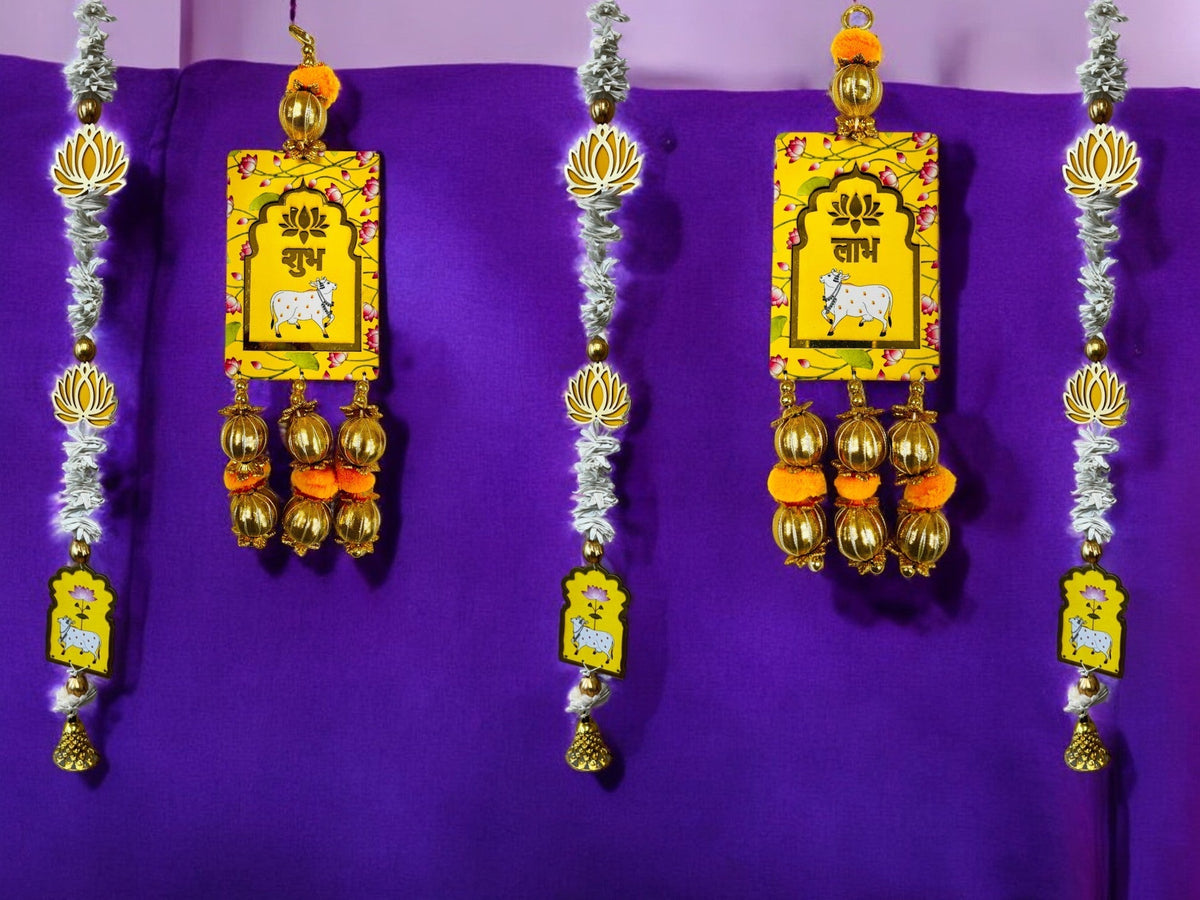 Shubh Labh & Pichwai Gota Hanging, Set of 2 Festive Decor La Vie Bien Shubh Labh & Pichwai Gota Hanging, Set of 2