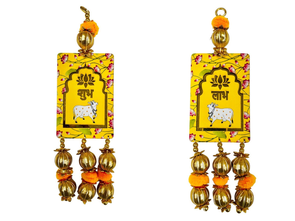 Shubh Labh & Pichwai Gota Hanging, Set of 2 Festive Decor La Vie Bien Shubh Labh & Pichwai Gota Hanging, Set of 2