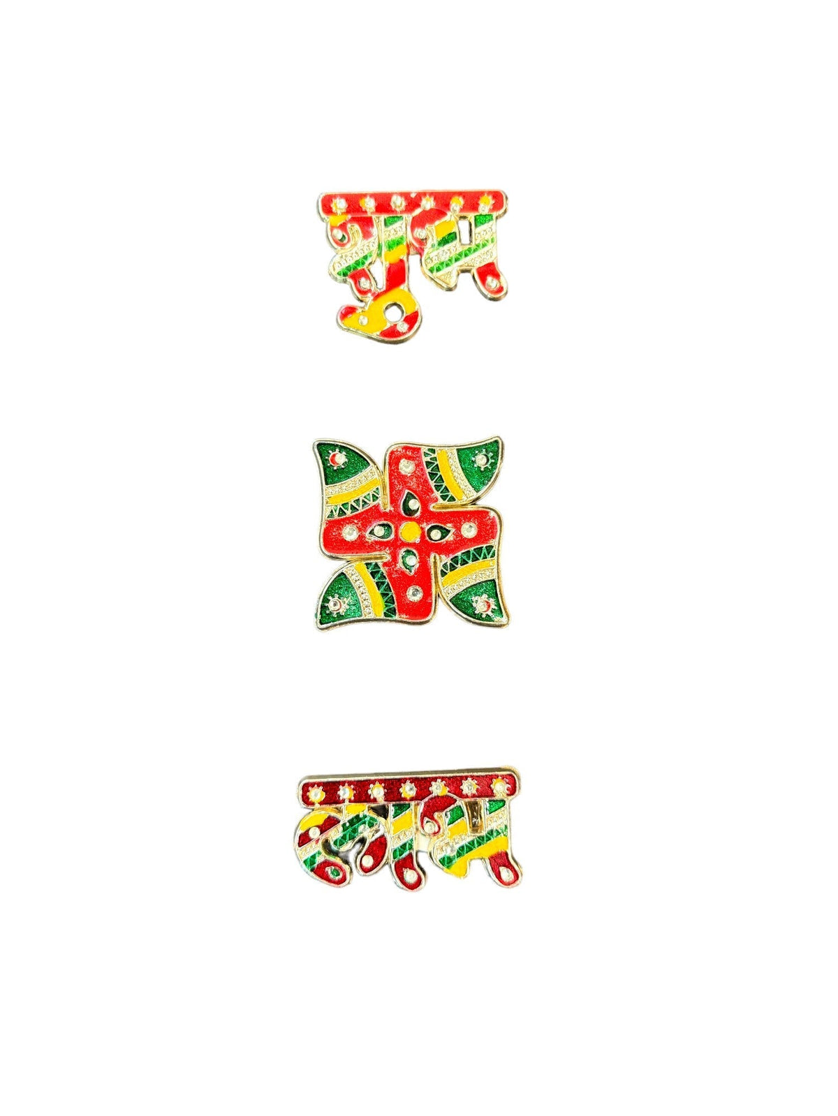 Shubh Labh, Swastik Sticker with Stone Work Mandir items La Vie Bien Shubh Labh, Swastik Sticker with Stone Work