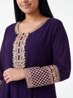 2125 - Dark purple long gown with dupatta