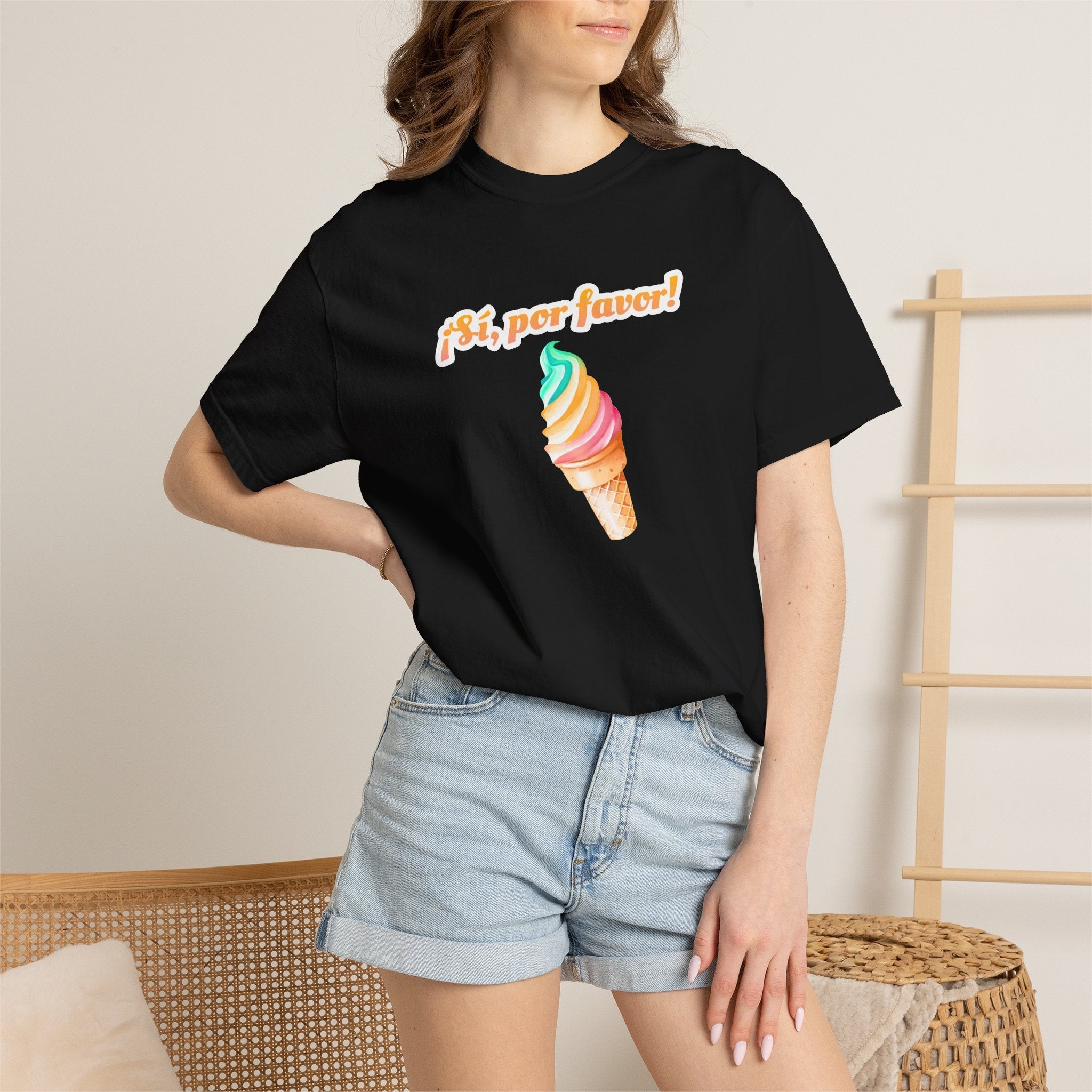 Si, por favor! Ice Cream Cone Graphic Adult Tee, Retro Soft-Serve Shirt T-Shirt La Vie Bien Si, por favor! Ice Cream Cone Graphic Adult Tee, Retro Soft-Serve Shirt