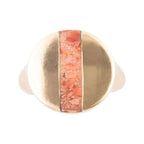 Signet Orange Sponge Coral and Golden Circle Ring by Barse Jewelry