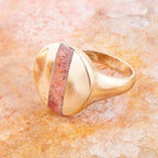 Signet Orange Sponge Coral and Golden Circle Ring by Barse Jewelry