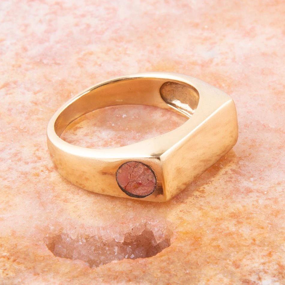 Signet Orange Sponge Coral and Bronze In The Hole Ring by Barse Jewelry