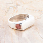 Signet Orange Sponge Coral and Sterling Silver In The Hole Ring by Barse Jewelry