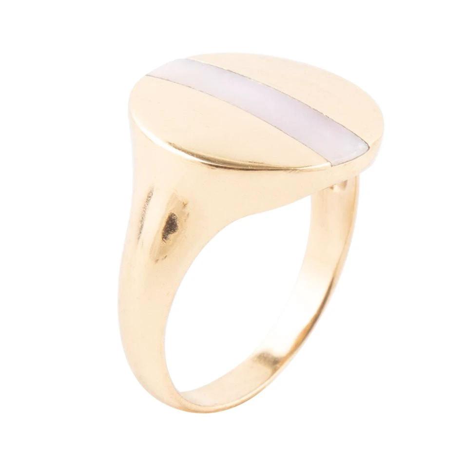 Signet Pink Opal and Bronze Circle Ring by Barse Jewelry